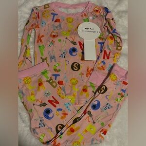 Little Sleepies Pink Pajama Set with Alphabet Print 3T